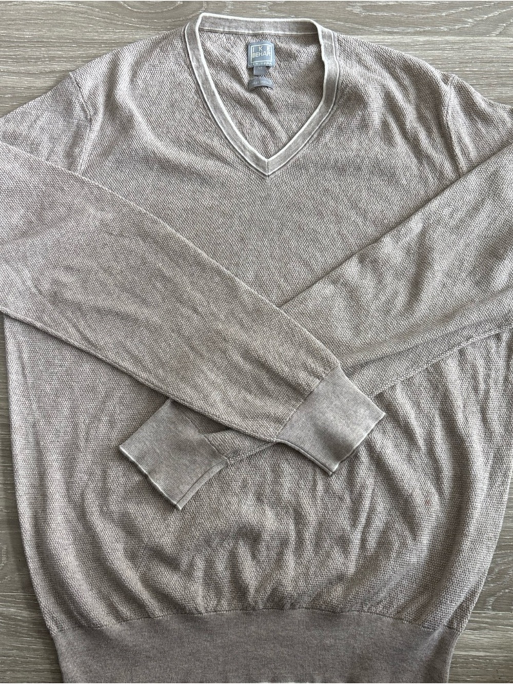 Ike Behar Light Brown V-Neck Men’s Sweater